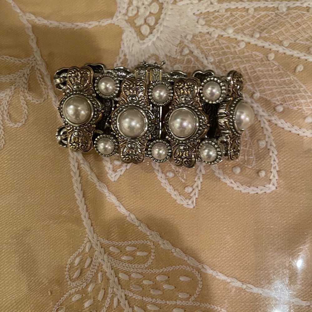 Silver tone with pearls